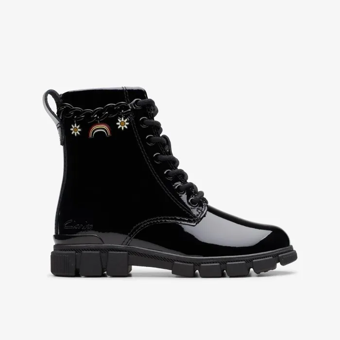 Clarks Boots Evyn Charm Black Patent 8211 Kids