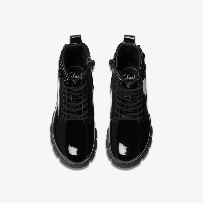Clarks Boots Evyn Charm Black Patent 8211 Kids