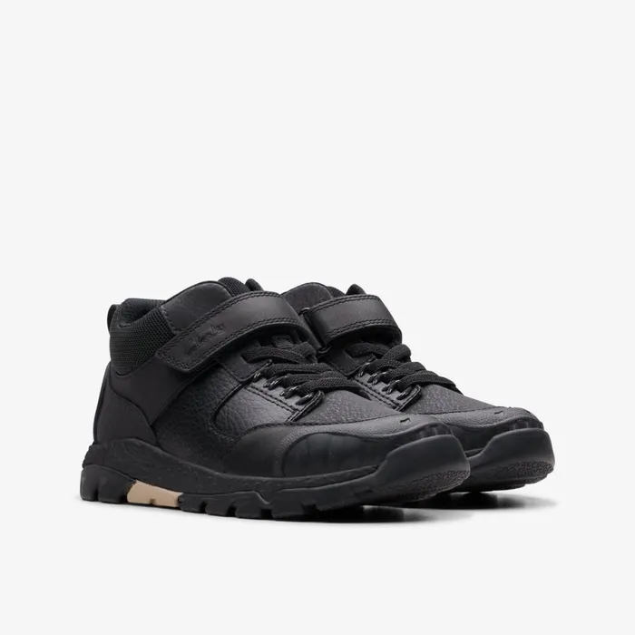 Clarks Boots Steggy 2 Glow Black Leather 8211 Kids