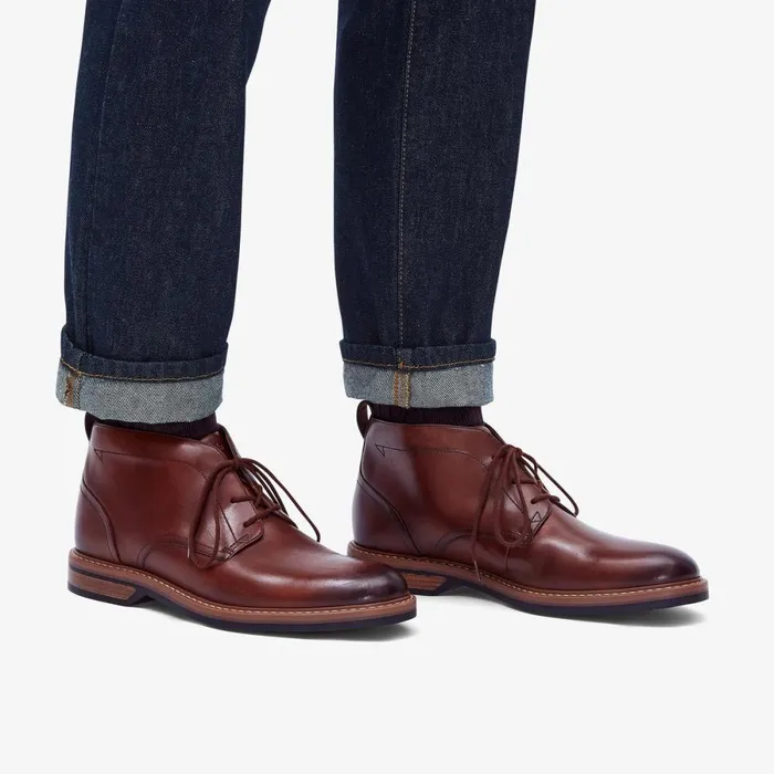 Clarks Brown Boots Aldwin Chukka Mid Tan Leather 8211 Men