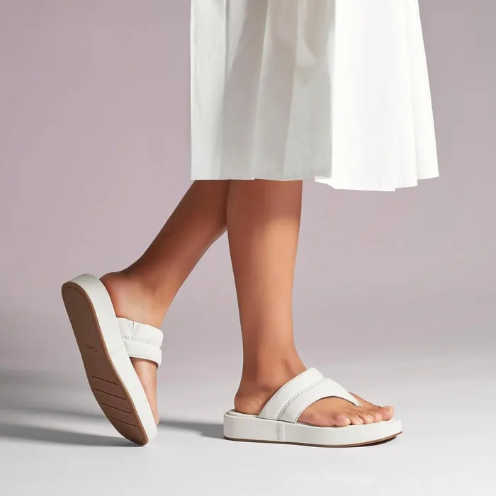 Clarks Flat Sandals Alda Walk Off White Leather 8211 Women