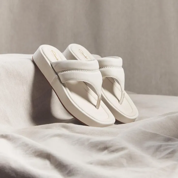 Clarks Flat Sandals Alda Walk Off White Leather 8211 Women