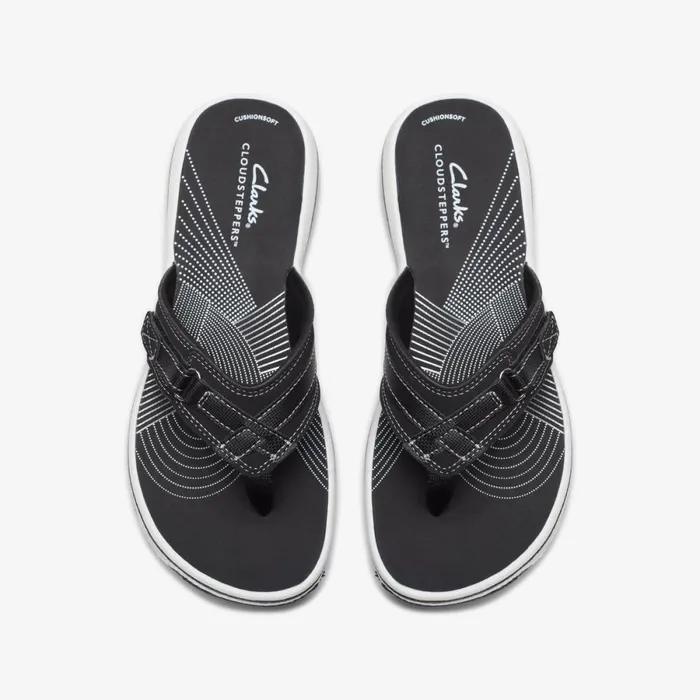 Clarks Flat Sandals Brinkley Sea Black Synthetic 8211 Women