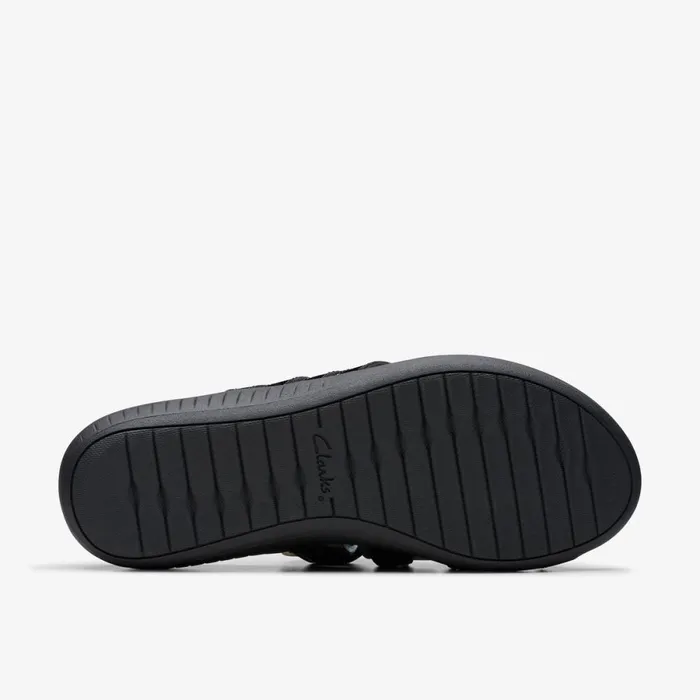 Clarks Flat Sandals Glide Hi Iris Black Patent 8211 Women
