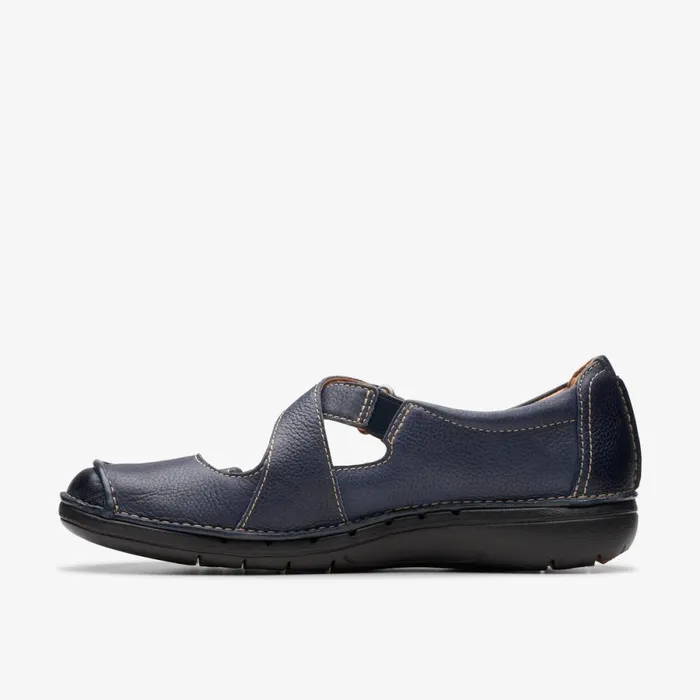 Clarks Flat Shoes Un Loop Strap Navy Leather 8211 Women Clarks Flat Shoes Un Loop Strap Navy Leather 8211 Women