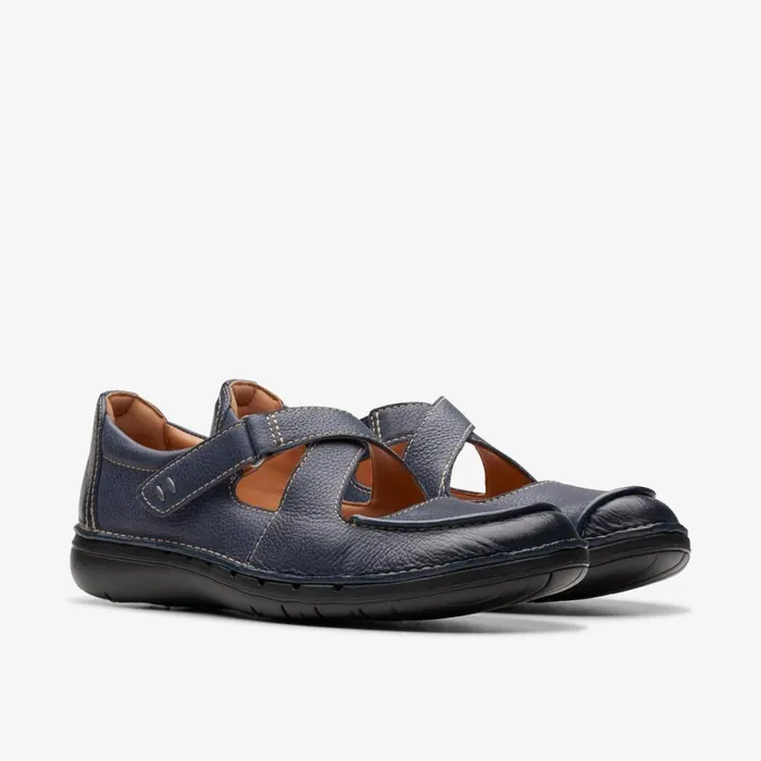 Clarks Flat Shoes Un Loop Strap Navy Leather 8211 Women Clarks Flat Shoes Un Loop Strap Navy Leather 8211 Women