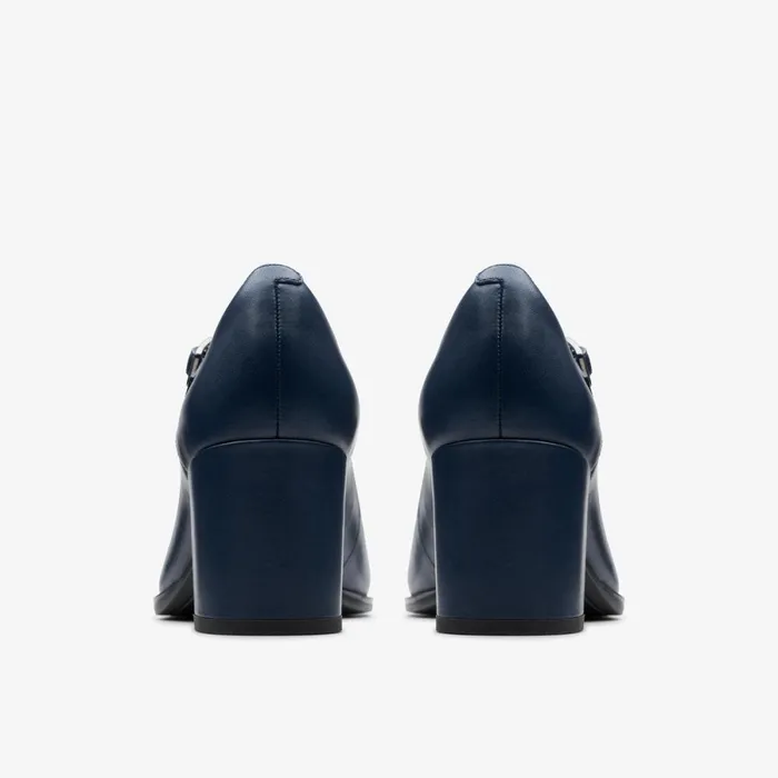 Clarks Heels Freva 55 Strap Navy Leather 8211 Women