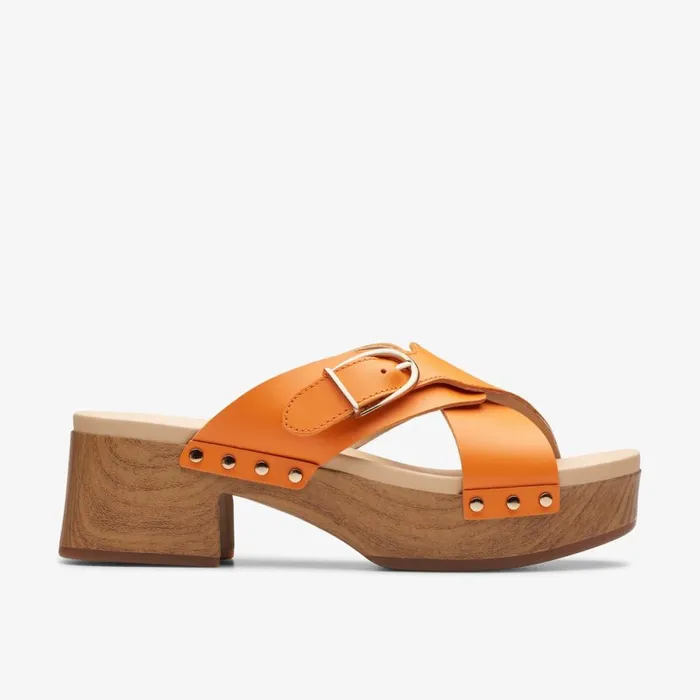Clarks Heels Sivanne Walk Orange Leather 8211 Women
