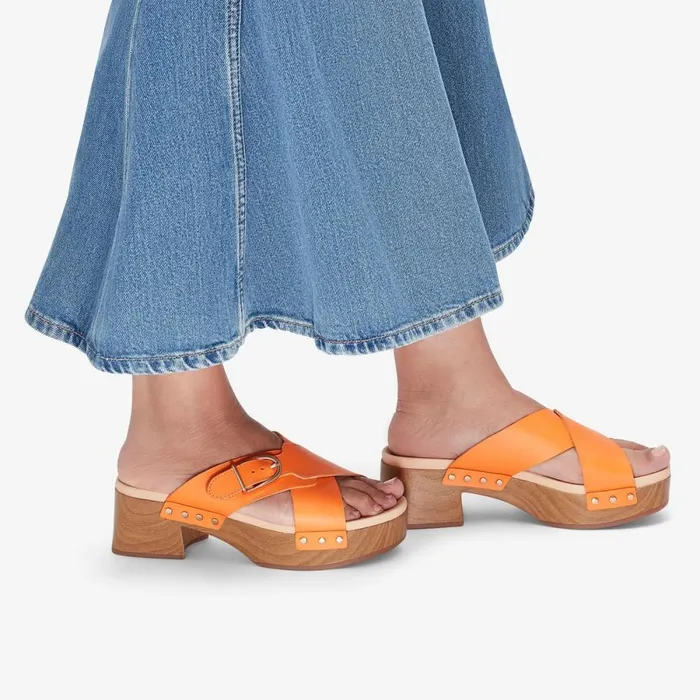 Clarks Heels Sivanne Walk Orange Leather 8211 Women