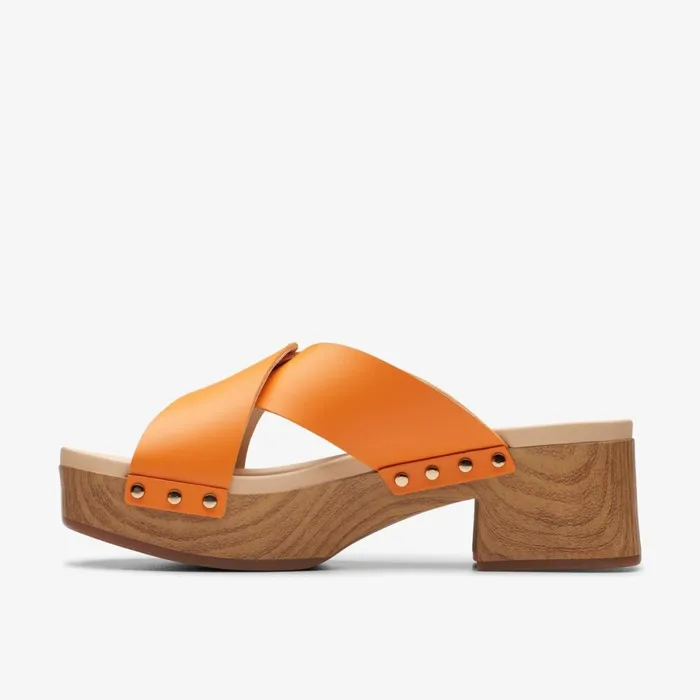 Clarks Heels Sivanne Walk Orange Leather 8211 Women
