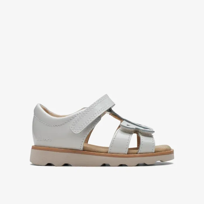 Clarks Sandals Crown Beat Toddler White Patent 8211 Kids