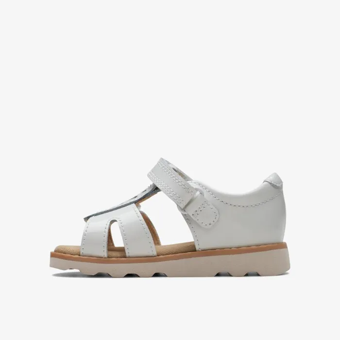 Clarks Sandals Crown Beat Toddler White Patent 8211 Kids
