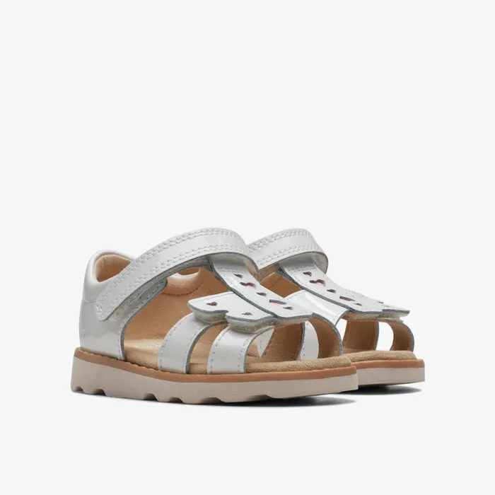Clarks Sandals Crown Beat Toddler White Patent 8211 Kids