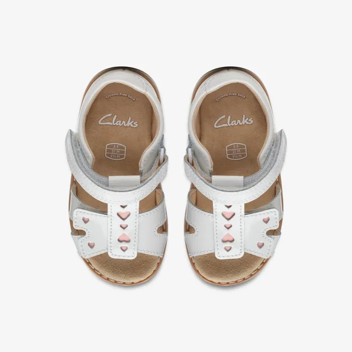 Clarks Sandals Crown Beat Toddler White Patent 8211 Kids