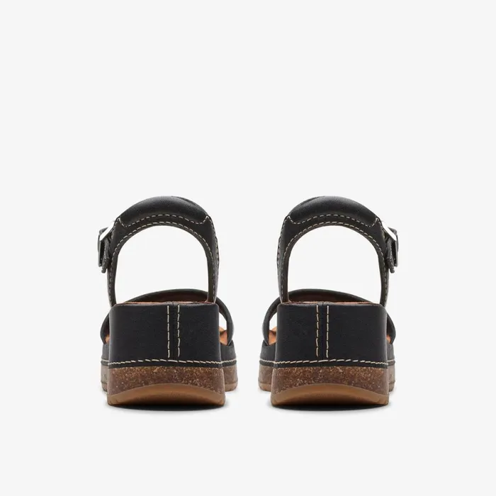 Clarks Wedge Sandals Kassanda Lily Black Leather 8211 Women