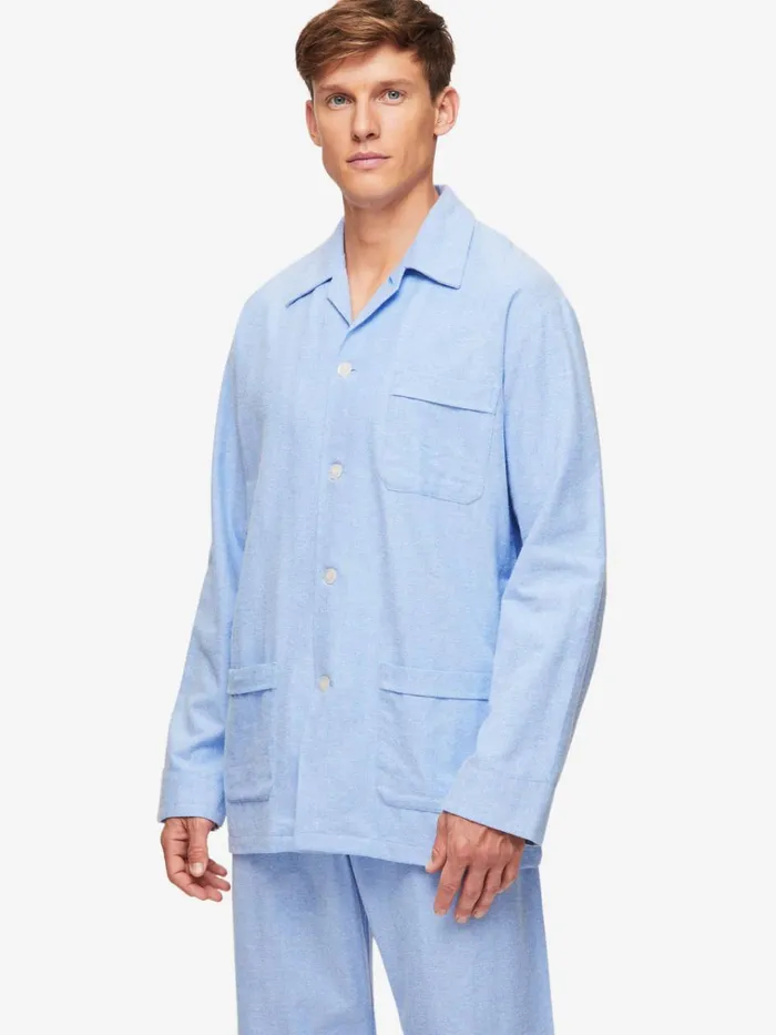Classic Fit Pajamas Men Derek Rose Classic Fit Pajamas Arran 24 Brushed Cotton Blue