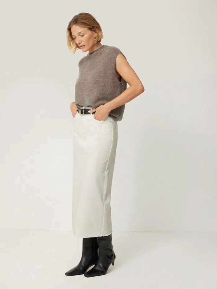Cloud Cashmere Cap Sleeve Top Taupe Women Jigsaw Knitwear and Cashmere