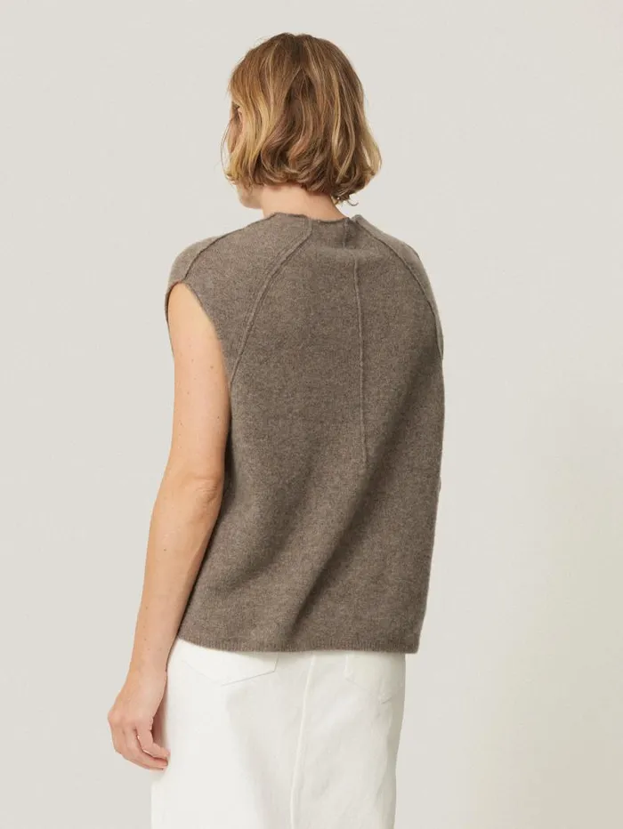 Cloud Cashmere Cap Sleeve Top Taupe Women Jigsaw Knitwear and Cashmere