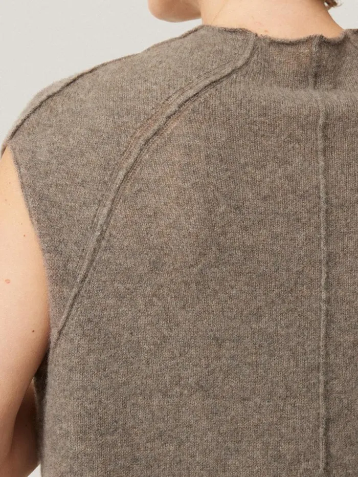 Cloud Cashmere Cap Sleeve Top Taupe Women Jigsaw Knitwear and Cashmere