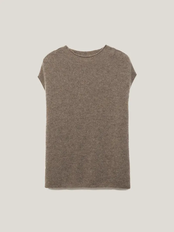 Cloud Cashmere Cap Sleeve Top Taupe Women Jigsaw Knitwear and Cashmere
