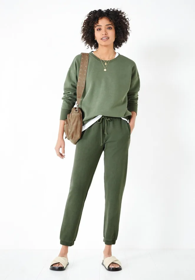 CoOrds Women Hush Lindsey Relaxed Sweatshirt Khaki Green