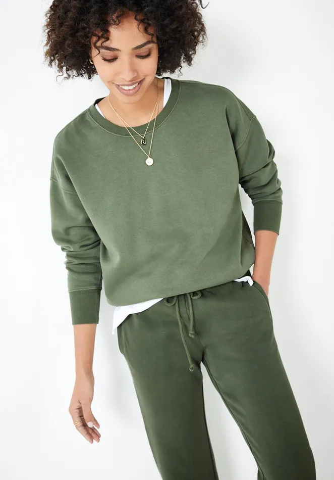 CoOrds Women Hush Lindsey Relaxed Sweatshirt Khaki Green