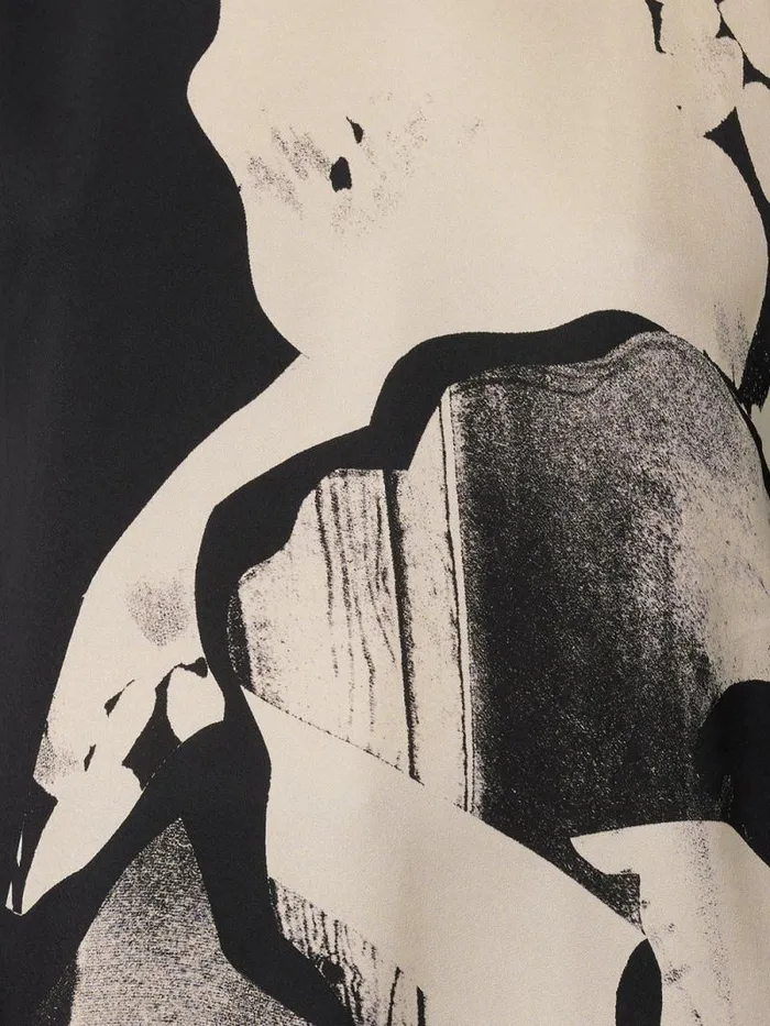 Collage Print Drape Top Monochrome Women Jigsaw Shirts and Tops