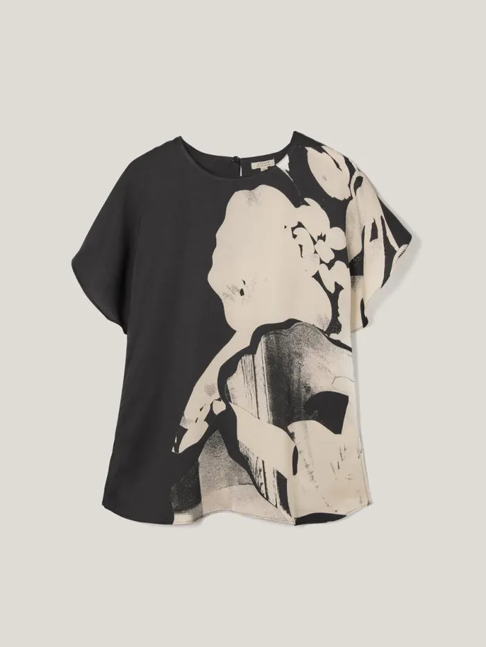 Collage Print Drape Top Monochrome Women Jigsaw Shirts and Tops