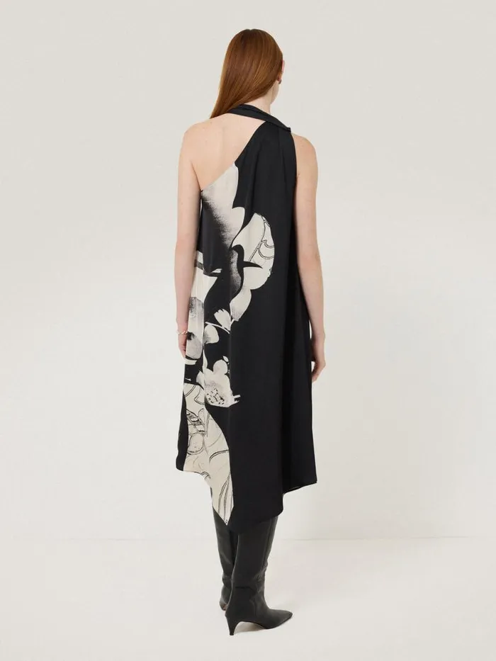 Collage Print Scarf Dress Monochrome Women Jigsaw Party