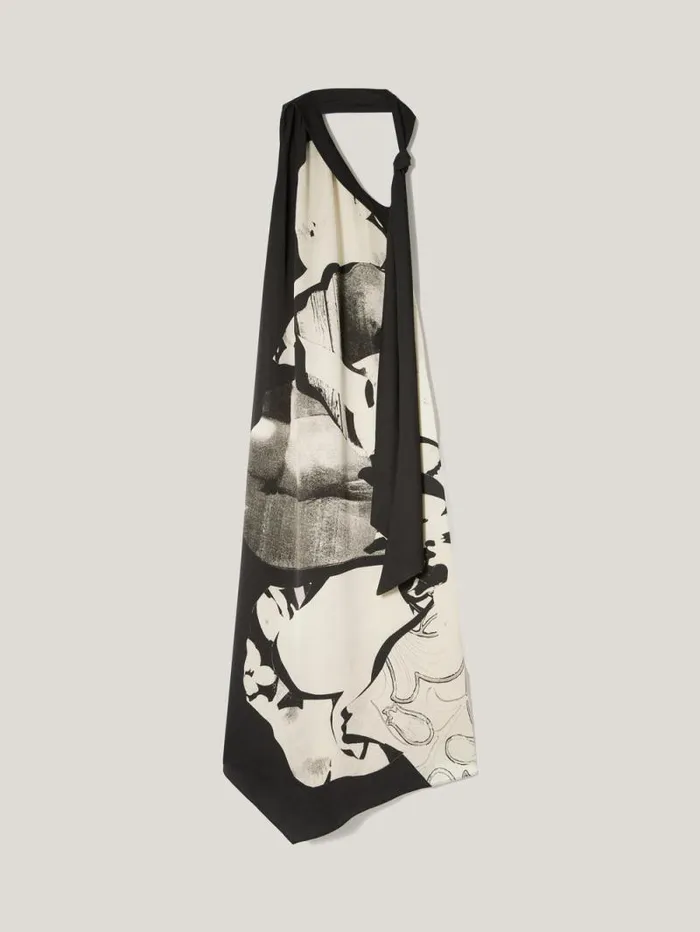 Collage Print Scarf Dress Monochrome Women Jigsaw Party