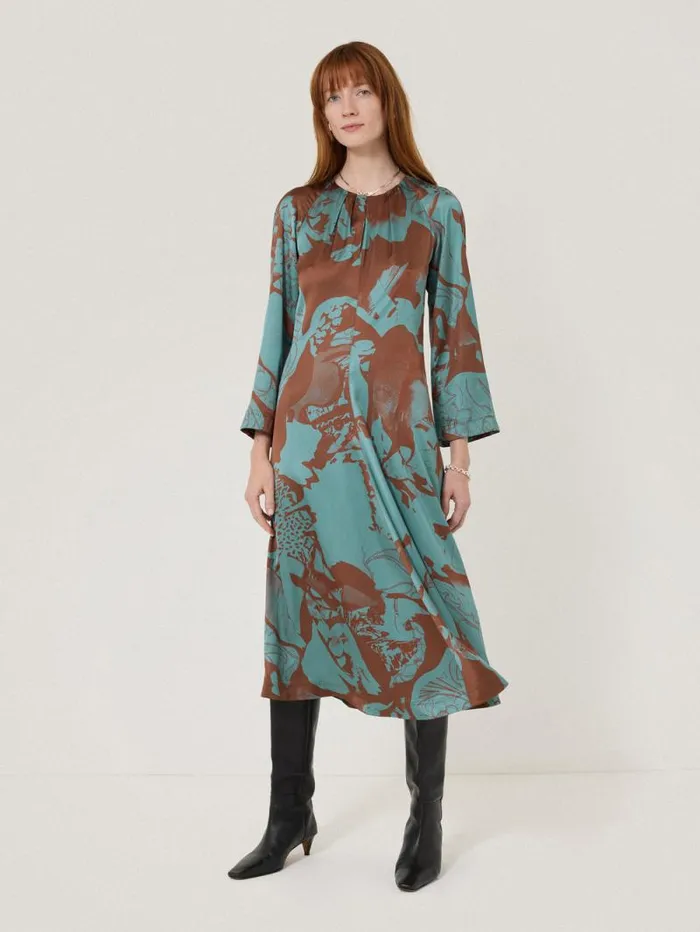 Collage Stitch Detail Dress Blue Women Jigsaw Party