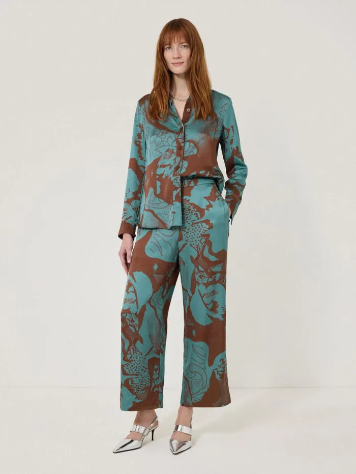 Collage Stitch Detail Shirt Blue Women Jigsaw Party