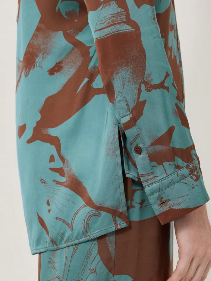 Collage Stitch Detail Shirt Blue Women Jigsaw Party