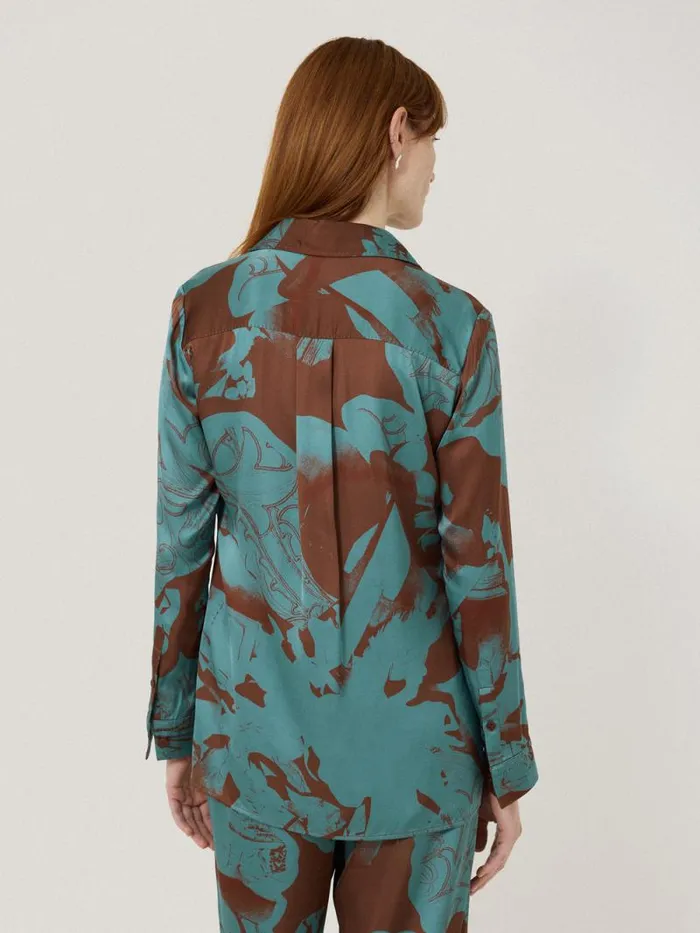 Collage Stitch Detail Shirt Blue Women Jigsaw Party