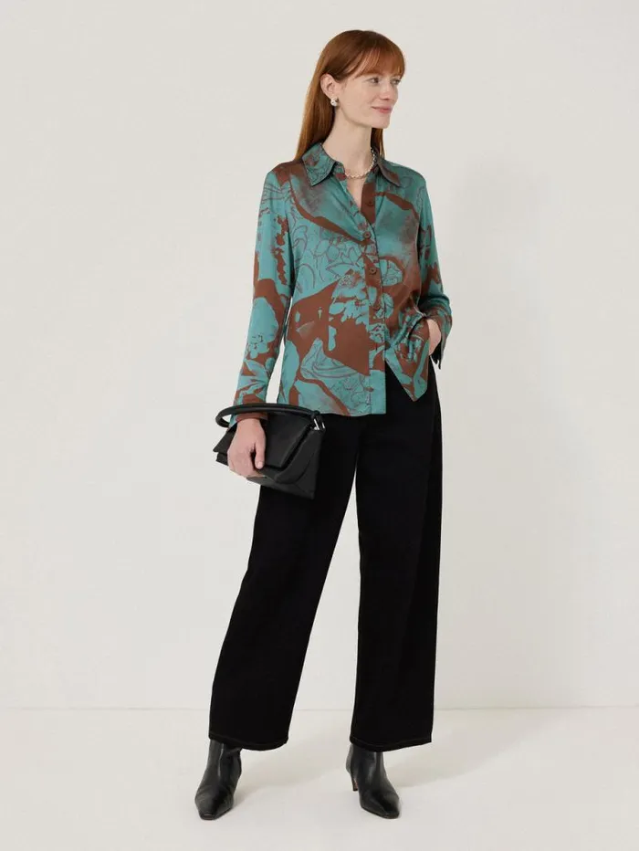 Collage Stitch Detail Shirt Blue Women Jigsaw Party