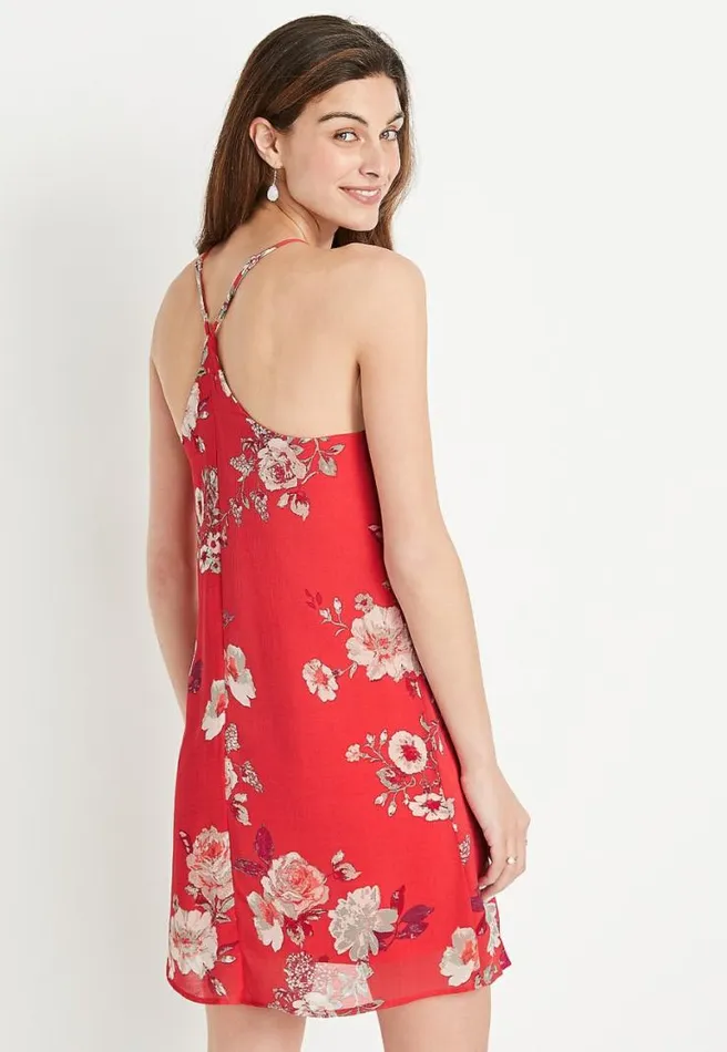 Coral Floral Racerback Shift Dress Women Maurices Dresses and Jumpsuits