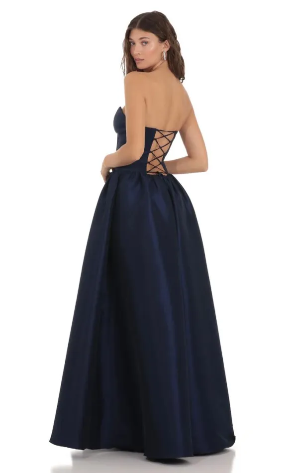 Corset Strapless Gown Dress Navy Women LUCY IN THE SKY Maxi Dresses Corset Strapless Gown Dress Navy Women LUCY IN THE SKY Maxi Dresses
