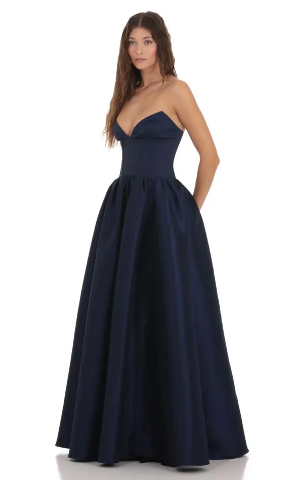 Corset Strapless Gown Dress Navy Women LUCY IN THE SKY Maxi Dresses Corset Strapless Gown Dress Navy Women LUCY IN THE SKY Maxi Dresses