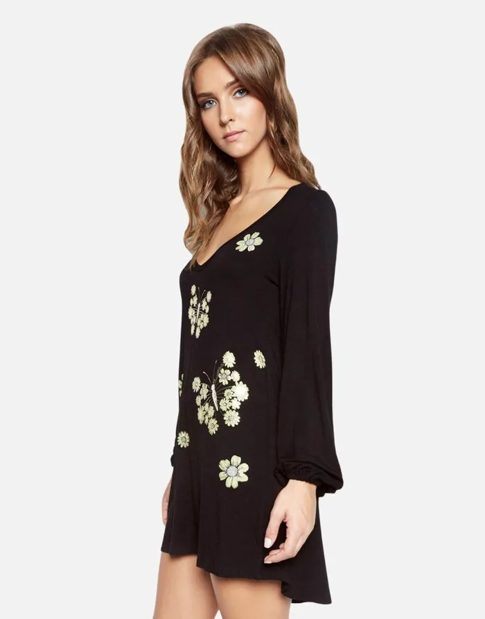Cosette Mini Sunflower Butterfly Black Women Lauren Moshi Dresses