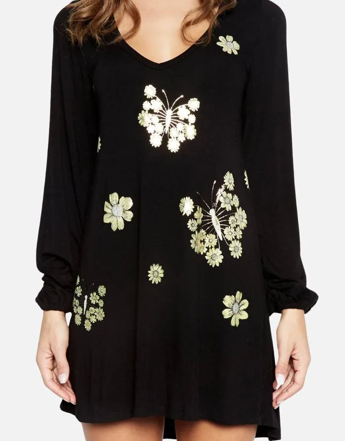 Cosette Mini Sunflower Butterfly Black Women Lauren Moshi Dresses