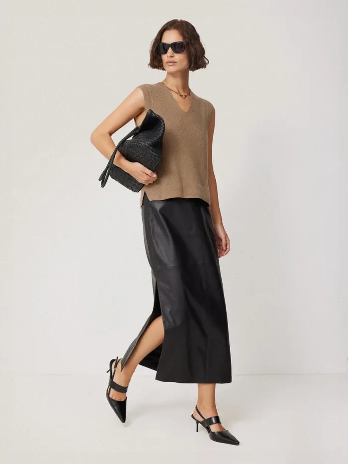 Cotton Blend V Neck Tank Neutral Women Jigsaw Knitwear and Cashmere