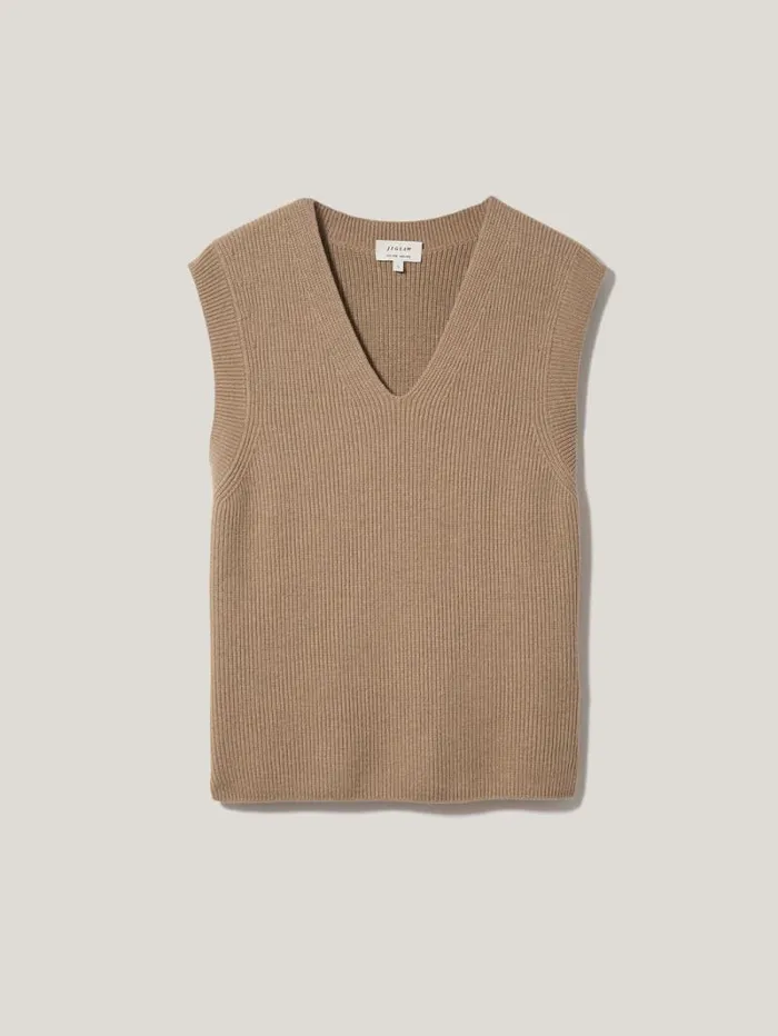 Cotton Blend V Neck Tank Neutral Women Jigsaw Knitwear and Cashmere