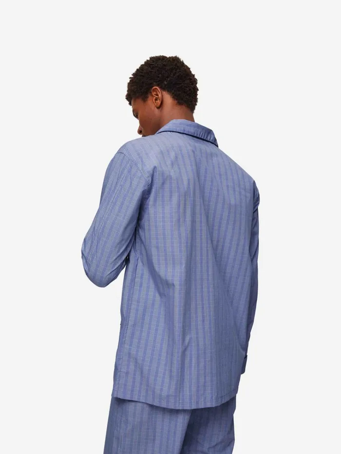 Cotton Pajamas Men Derek Rose Classic Fit Pajamas Felsted 3 Cotton Blue