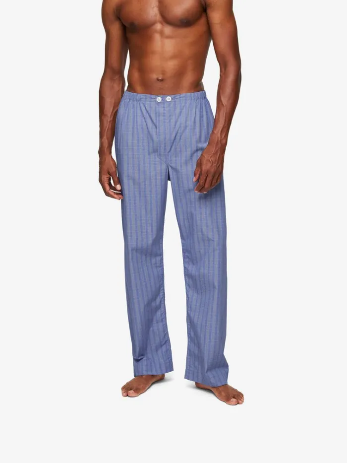 Cotton Pajamas Men Derek Rose Classic Fit Pajamas Felsted 3 Cotton Blue