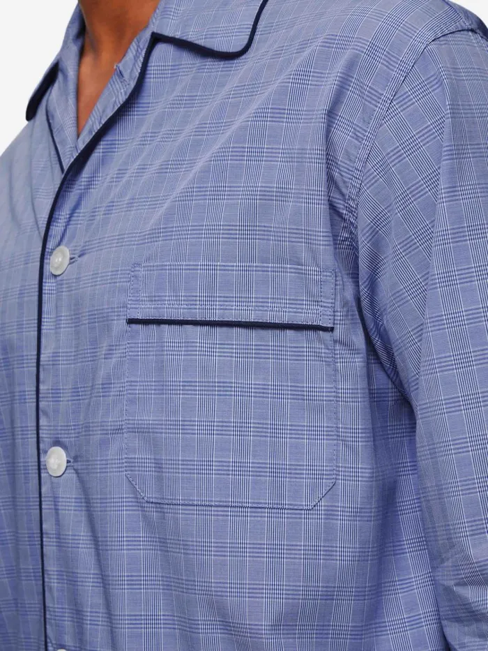 Cotton Pajamas Men Derek Rose Classic Fit Pajamas Felsted 3 Cotton Blue