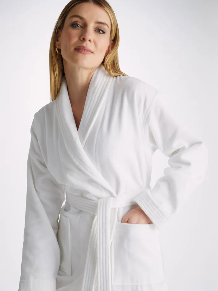 Cotton Pajamas Women Derek Rose Bathrobe Triton 10 Terry Cotton White