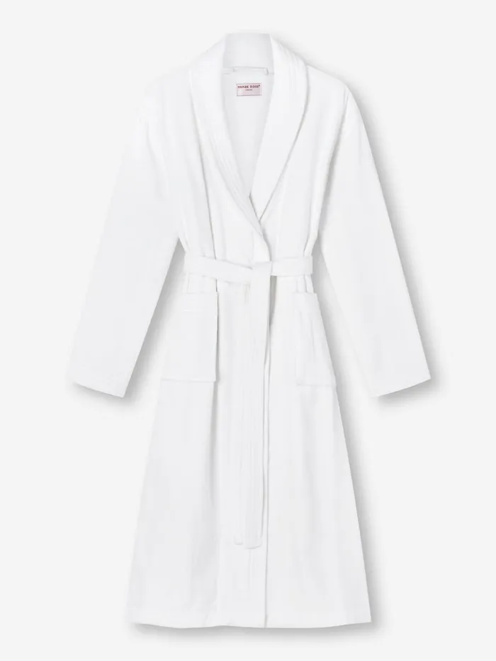 Cotton Pajamas Women Derek Rose Bathrobe Triton 10 Terry Cotton White
