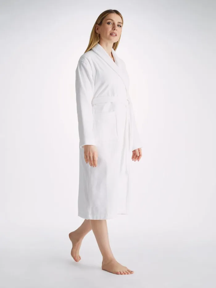 Cotton Pajamas Women Derek Rose Bathrobe Triton 10 Terry Cotton White
