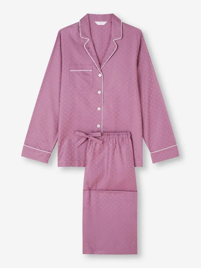 Cotton Pajamas Women Derek Rose Pajamas Kate 10 Cotton Jacquard Purple