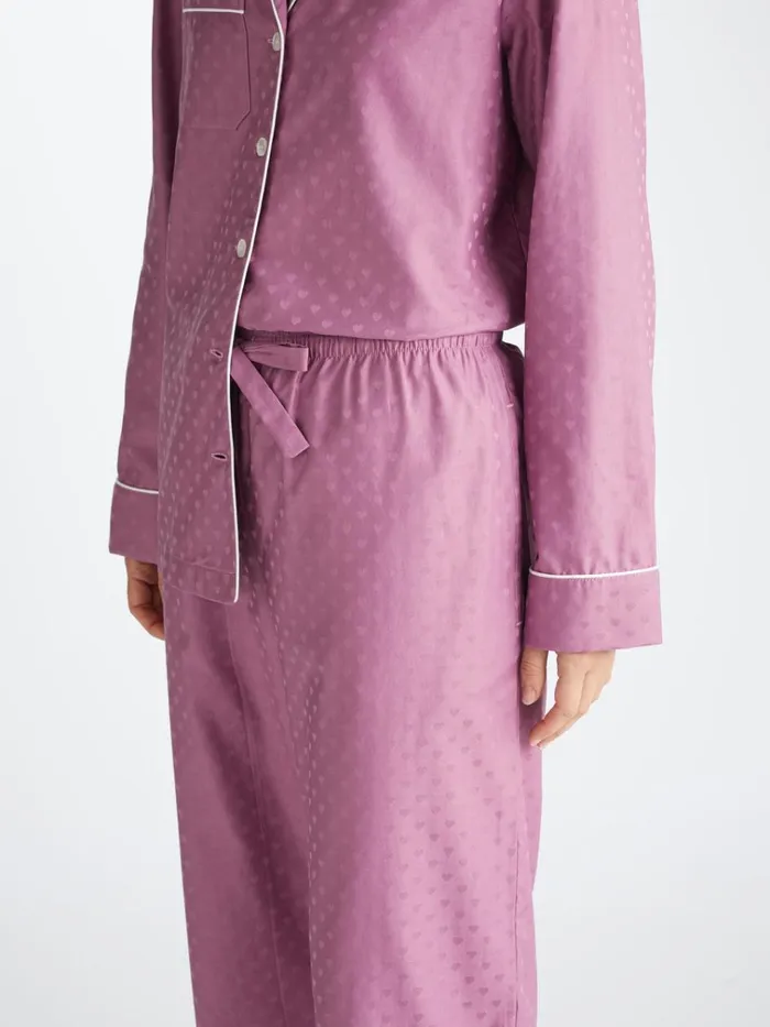 Cotton Pajamas Women Derek Rose Pajamas Kate 10 Cotton Jacquard Purple
